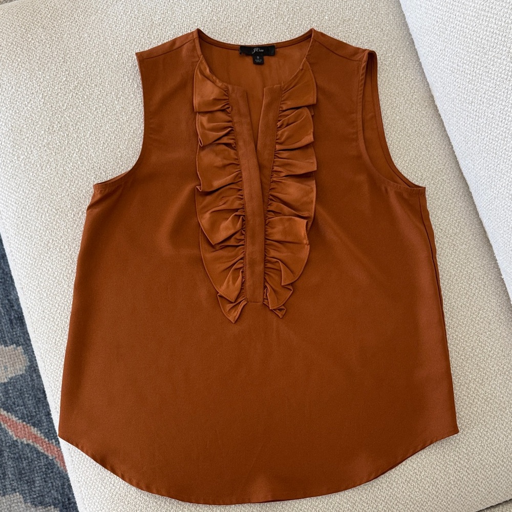 J. Crew Women's Sleeveless Top with Ruffle Detail - Brown